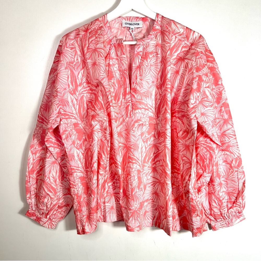 NWT OVERLOVER Cameron Top In Palms Coral Size XS - Picture 4 of 12